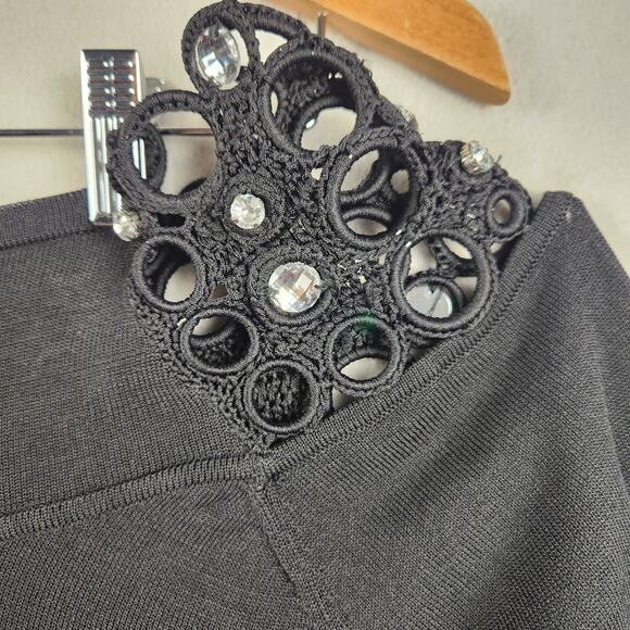 Boston Proper Sweater Women’s SZ LG Y2K 90s Style Long Sleeve Bejeweled Neck - Picture 8 of 13